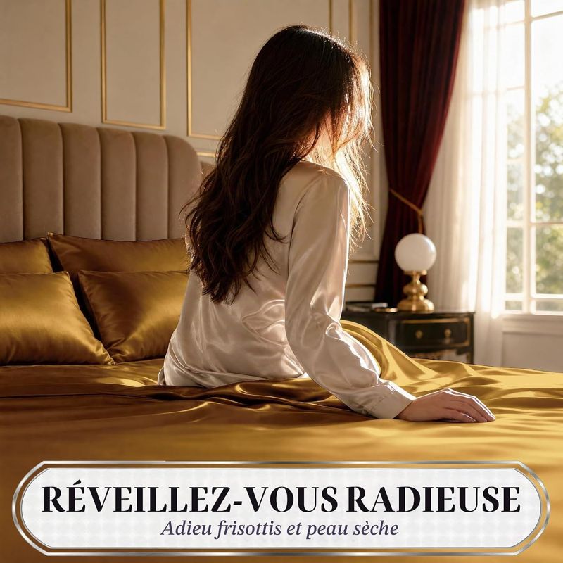 Pack Satin Beige cuivré (Drap Housse + 2 Taies)