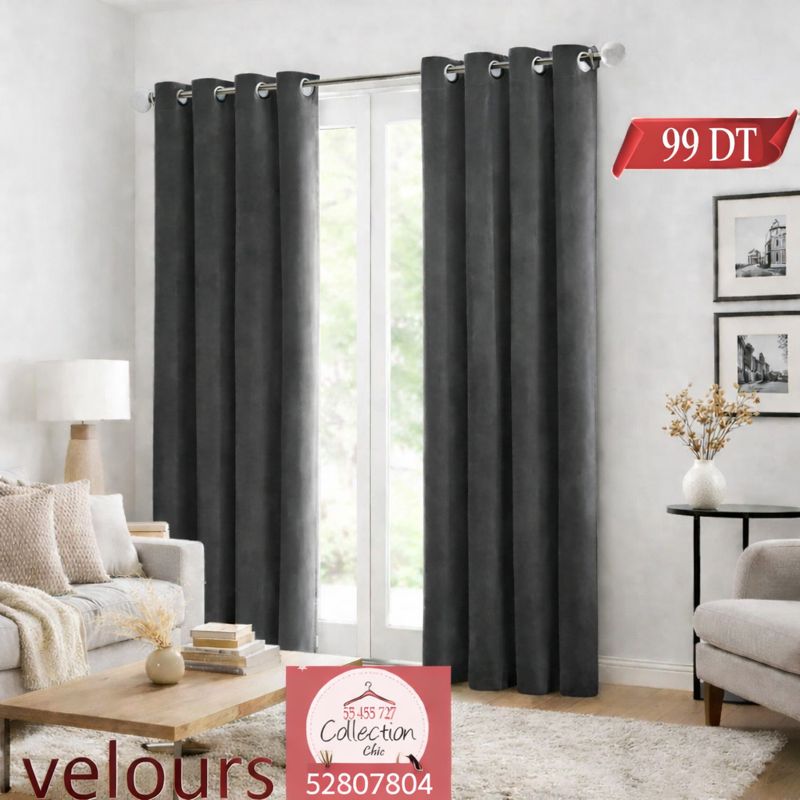 Rideaux Velours Gris Foncé 