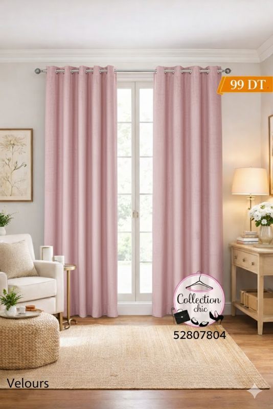 Rideaux Velours Rose bb
