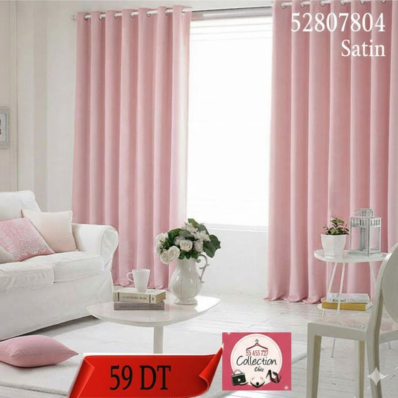 Rideaux Satin Rose bb