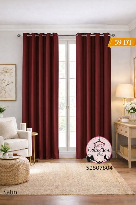 Rideaux Satin Bordeaux 