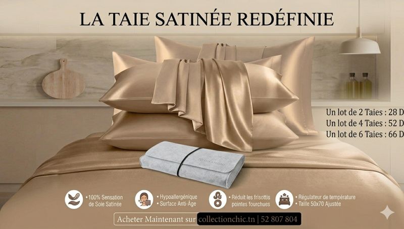 Lot de Taies En Satin Beige