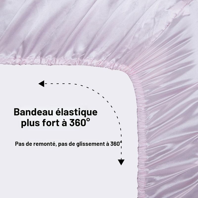 Pack Satin Rose bb ( Drap Housse + 2 Taies)