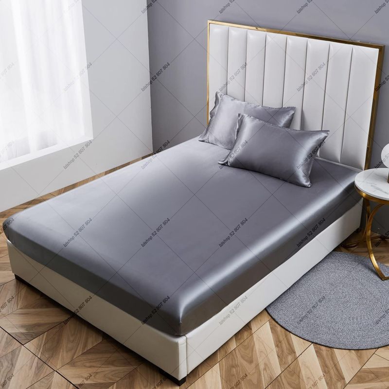 Pack Satin Gris ( Drap Housse + 2 Taies)