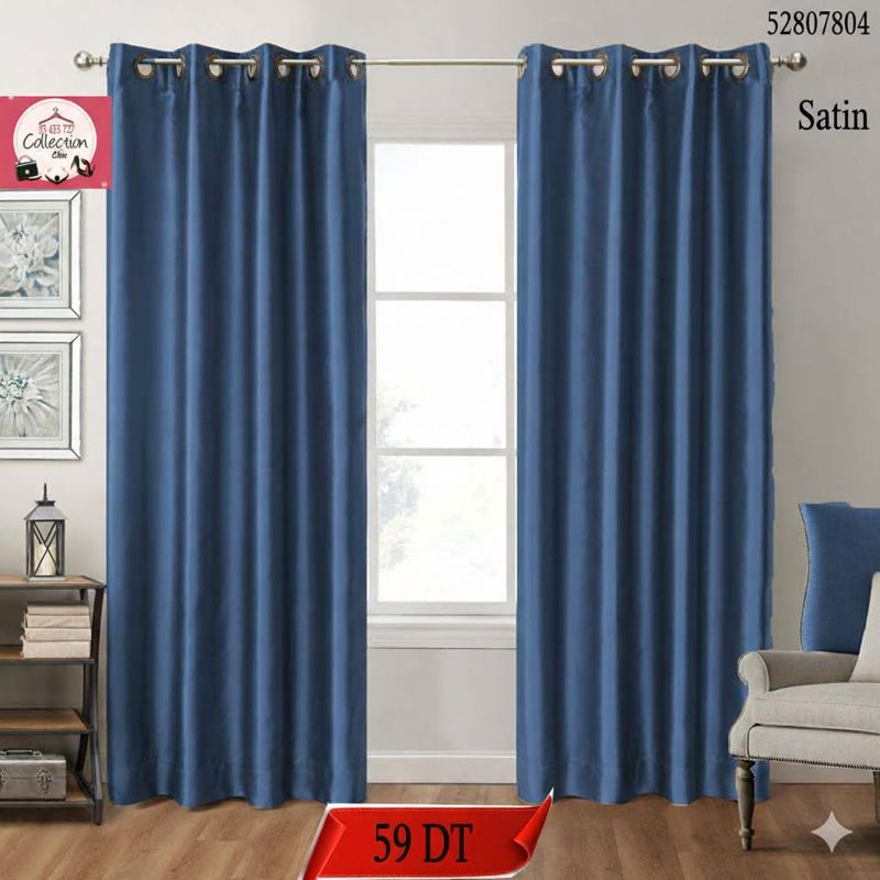 Rideaux Satin Bleu Royal