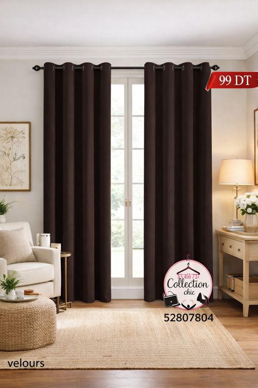 Rideaux Velours Marron