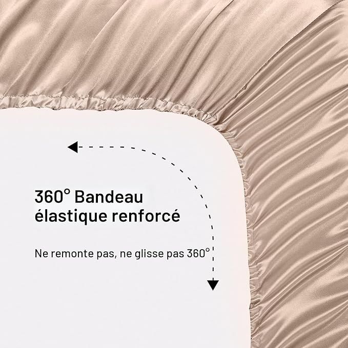 Pack Satin Beige (Drap housse + 2 Taies)