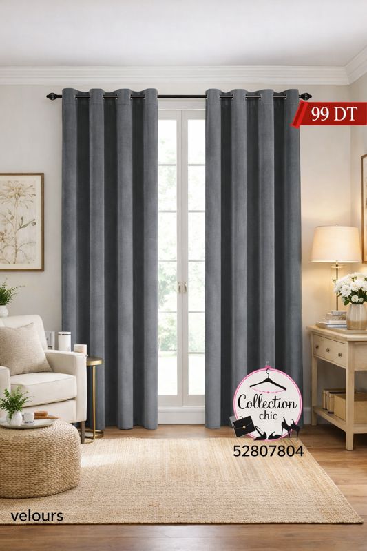Rideaux Velours Gris 