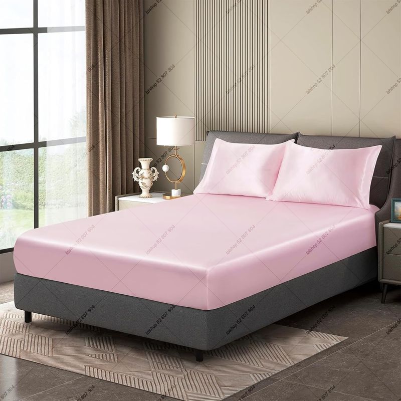 Pack Satin Rose bb ( Drap Housse + 2 Taies)